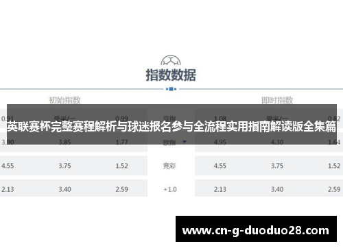 英联赛杯完整赛程解析与球迷报名参与全流程实用指南解读版全集篇