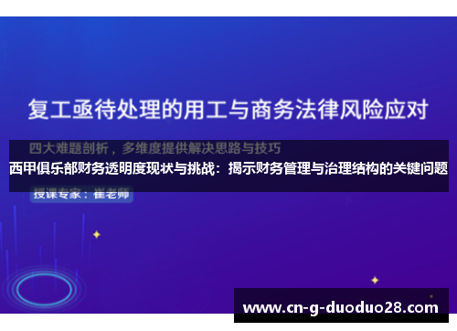 西甲俱乐部财务透明度现状与挑战：揭示财务管理与治理结构的关键问题